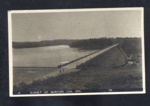 RPPC NORFORK LAKE DAM ARKANSAS SUNSET SCENE VINTAGE REAL PHOTO POSTCARD