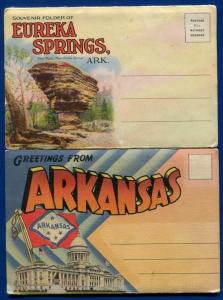 State of Arkansas ar & Eureka Springs linen postcard folders foldouts 