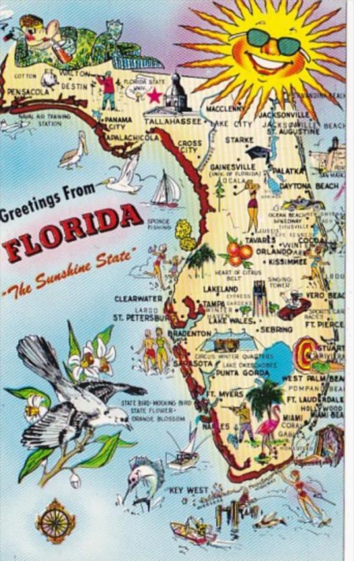Greetings From Florida With Map