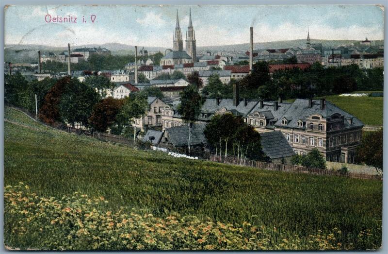 OELSNITZ VOGTLAND GERMANY ANTIQUE POSTCARD w/ STAMP