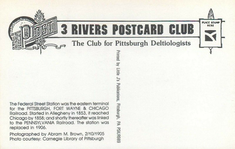 The Old Federal Street Tramway Station, Allegheny modern postcard 