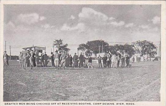 Massachusetts Ayer Camp Devens Drafted Men Being Checked Off At Receiving Booths