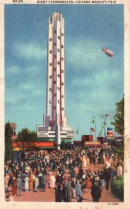 Vintage Postcard Giant Thermometer Chicago World's Fair Illinois Max Rigot Pub.