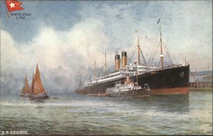 Steamship Boats, Ships Cedric White Star Tuckc1900s-20s Postcard