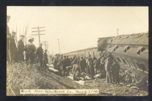 RPPC GLADBROOK IOWA RAILROAD TRAIN WRECK 1910 DISASTER REAL PHOTO POSTCARD