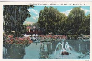 North Carolina Wilmington Beautiful Scene At Greenfield Lake and Park Curteich