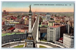 Indianapolis Indiana IN Postcard Aerial View Looking North From Monument 1947