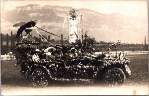 France Limoges Carnival Flower Car Vintage RPPC 09.97