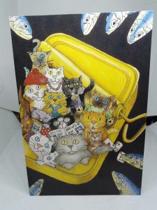 No Room in the Tin Funny Cat Postcard by Elizabeth Titcomb Ltd Edition 1/500