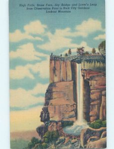 Pre-Chrome WATERFALL SCENE Rock City Gardens - Chattanooga Tennessee TN AG4004@