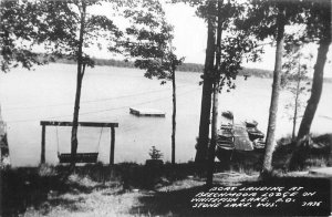 Beechwood Lodge Boat Landing Stone Lake Wis1950s RPPC Photo Postcard 20-8738