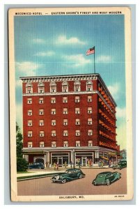 Vintage 1937 Advertising Postcard Antique Cars Wicomico Hotel Salisbury Maryland