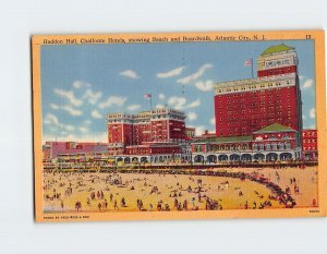 Postcard Haddon Hall, Chalfonte Hotels, Showing Beach & Boardwalk, Atlantic City