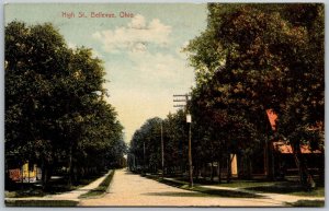 Bellevue Ohio 1909 Postcard High Street View Telephone Poles