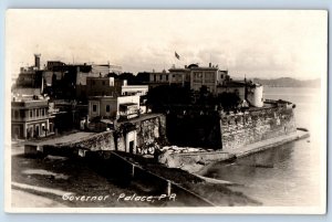 Puerto Rico Postcard Governor Palace Buildings River View c1910 RPPC Photo