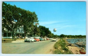 CLEAR LAKE, IA ~ LAKE SHORE HOTEL & Drive c1950s Car Cerro Gordo County Postcard