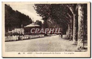 Old Postcard Agen New promenade Gravel Pergolas