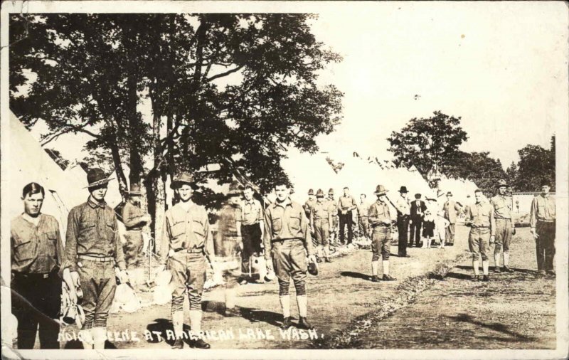 American Lake WA Ary Training Troops c1910 Real Photo Postcard