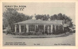 ALMA'S TEA ROOM Manchester, New Hampshire Route 3 & 28 c1940s Vintage Postcard