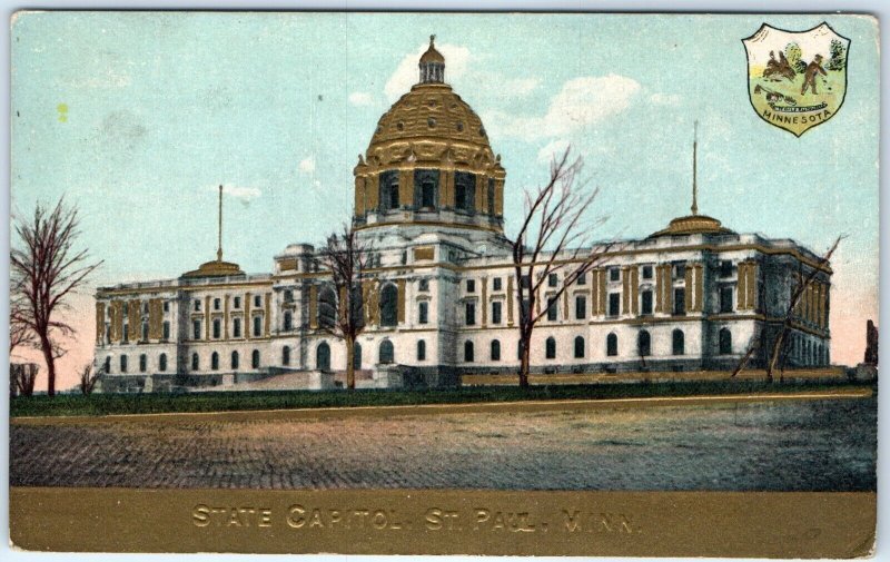 x8 LOT c1910s Gold Embossed US State Capitol Buildings Postcards Series Set A184