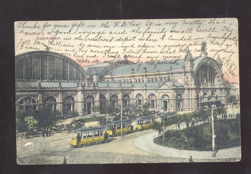 FRANKFURT GERMANY HAUPTBAHNOF RAILROAD STATION DEPOT VINTAGE POSTCARD 1906