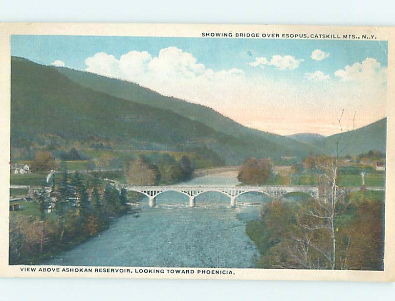 WBorder BRIDGE SCENE Ashokan Reservoir Shokan & Woodstock New York NY H8896 United States