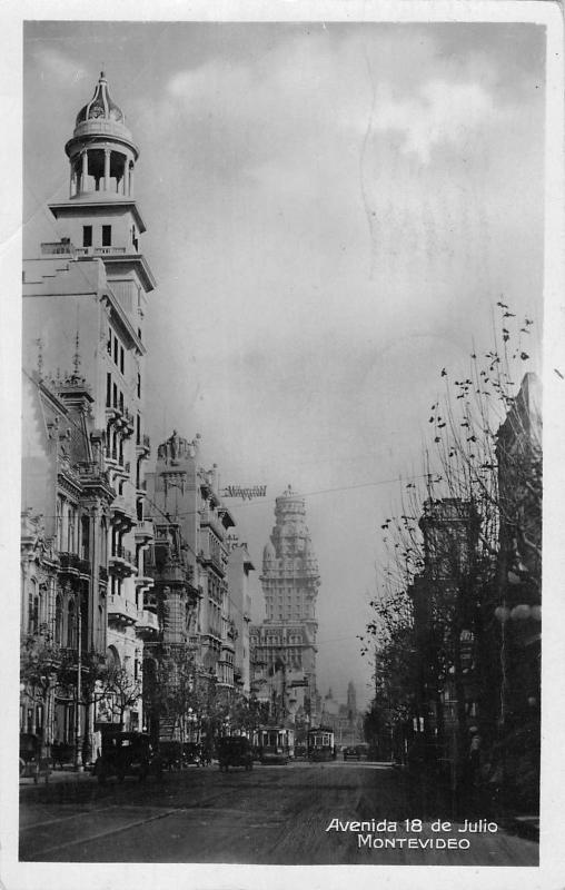 BR94817 avenida 18 de julio montevideo tramway real photo  uruguay