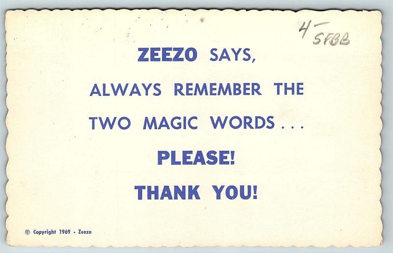 Postcard Ad Card Safeway Grocery Store Zeezo the Clown Mini Car 1960's B36