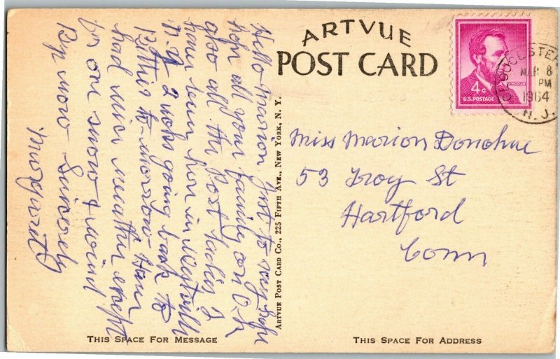 Kip Hall, Camp Alice Merritt, Hartford Girl Scouts CT c1964 Vintage Postcard D77