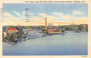 Paper Industry Scene Along Fox River Valley - Appleton, Wisconsin WI  