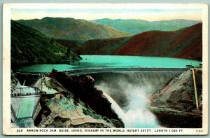 Arrow Rock Dam Boise Idaho ID UNP Unused WB Postcard F5