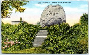 Postcard - Site of Fort St. Joseph, Niles, Michigan, USA
