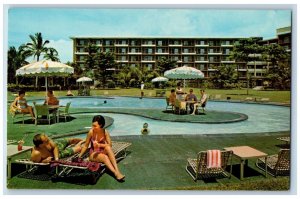 Maui Hawaii HI Postcard Whale-Shaped Swimming Pool Bathing Scene c1960 Vintage