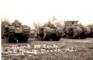 WWI Army Tanks Fort Meade Real Photo Postcard MD Maryland RPPC