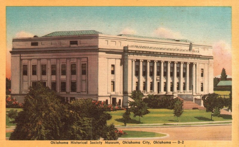 Vintage Postcard 1930's Oklahoma Historical Society Museum Oklahoma City OK
