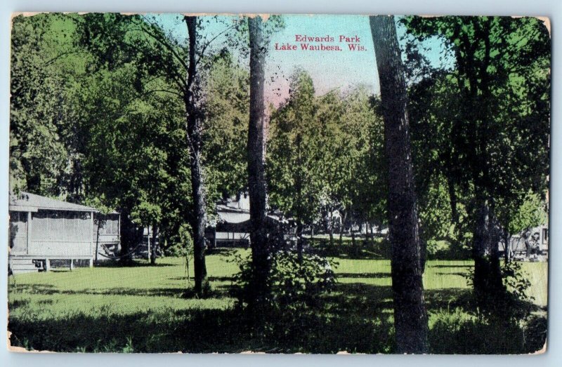 Lake Waubesa Wisconsin WI Postcard Edwards Park Scenic View Trees 1911 Vintage