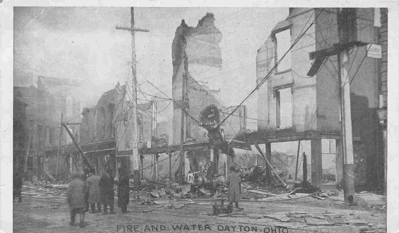 Fire and Water Damage Dayton Ohio 1910s postcard