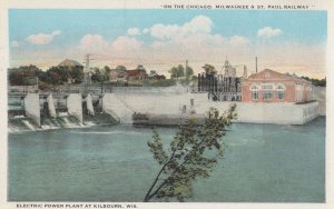 Electric Power Plant at Kilbourn Wisconsin USA Railway Postcard