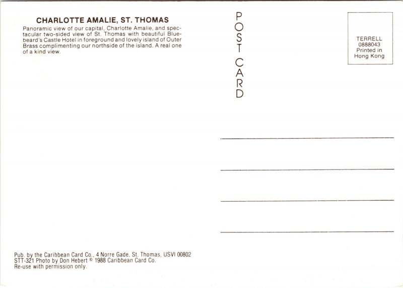Aerial View Charlotte Amalie St Thomas POSTCARD