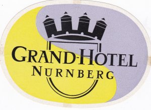 Germany Nuernberg Grand Hotel Purple Vintage Luggage Label sk2305