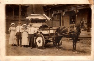 Airplanes Couples With Horse Drawn Decorated Wagon 1912 Real Photo