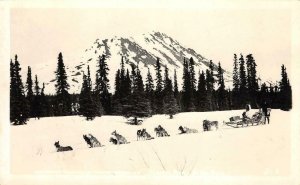RPPC Alaskan Travel By Dog Sled Team Huskies Fairbanks c1930s Vintage Postcard