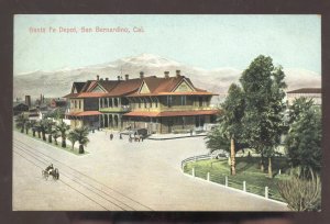 SAN BERNARDINO CALIFORNIA SANTA FE RAILROAD DEPOT STATION VINTAGE POSTCARD