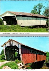 2~4X6 Postcards OH Ohio SCHRYER GAME FARM & BRUNNER COVERED BRIDGES Fairfield Co