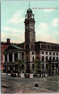 CANTON, OH Ohio   STREET SCENE at COURT HOUSE  c1910s Postcard