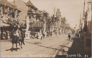 RPPC Postcard Norristown PA Historic Day 1912 Washington Staff & Troops