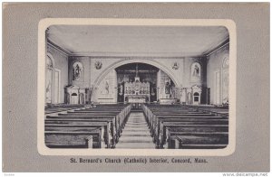 CONCORD, Massachusetts, 1900-1910's; St. Bermard's Church Interior