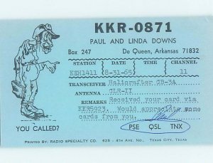 Pre-1980 RADIO CARD - CB HAM OR QSL De Queen - Near Texarkana Arkansas AR AH2968