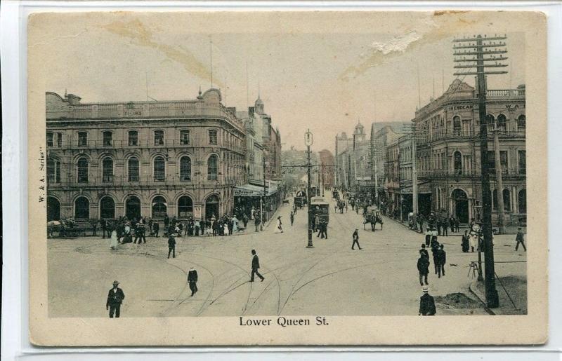 Lower Queen Street Auckland New Zealand 1910c postcard