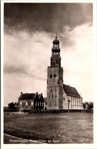 Netherlands Hindeloopen Westertoren en Kerk Vintage RPPC C025